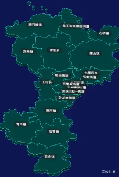 threejs南阳市卧龙区geoJson地图3d地图CSS3D标签